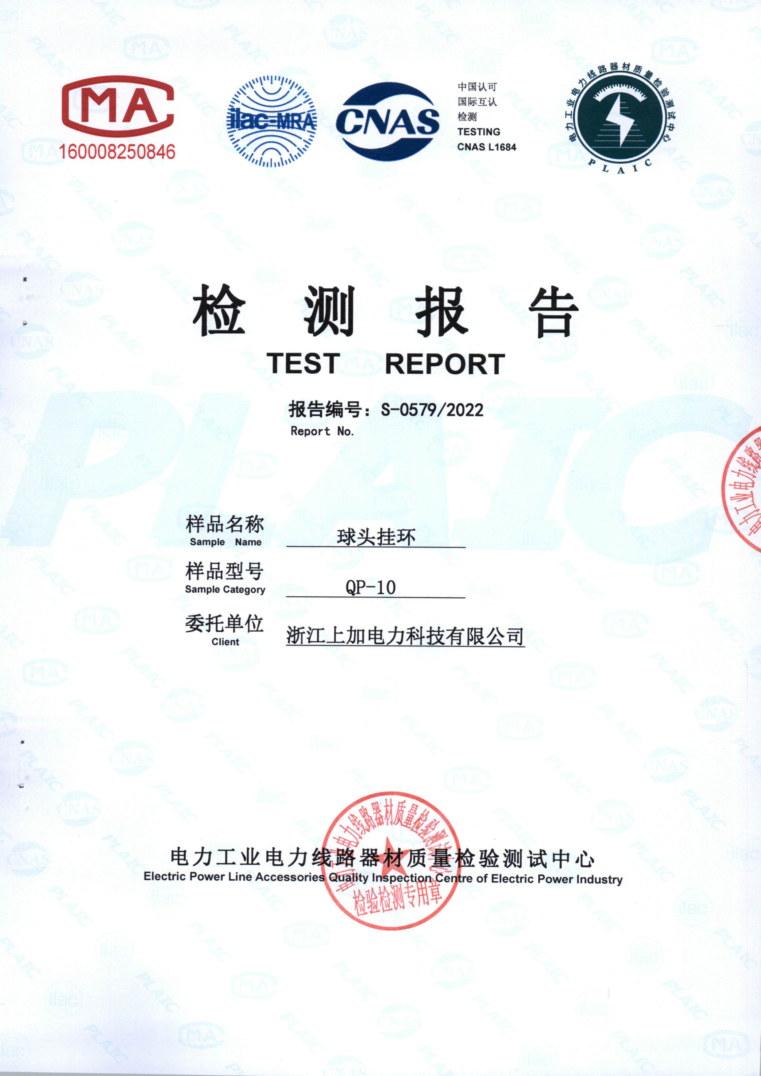 球头挂环检测报告